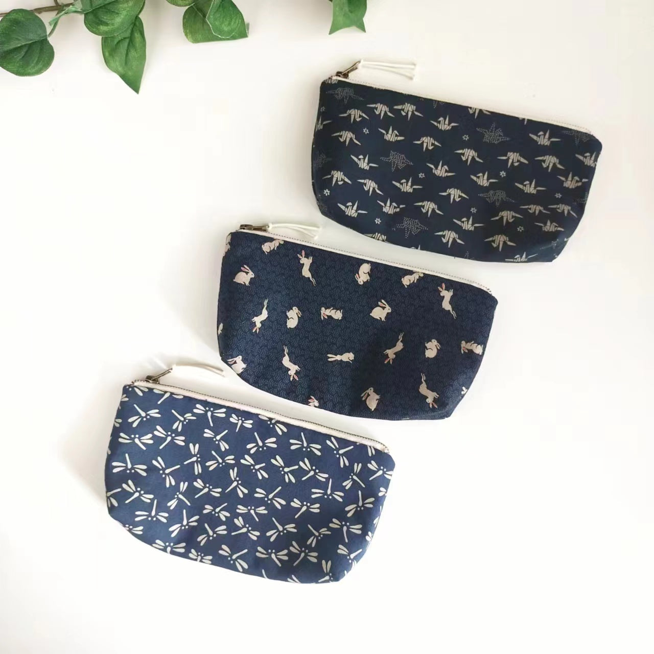 Zipper Pouch, Japanese Indigo, Pencil Case, Glasses Case - Japanese Indigo