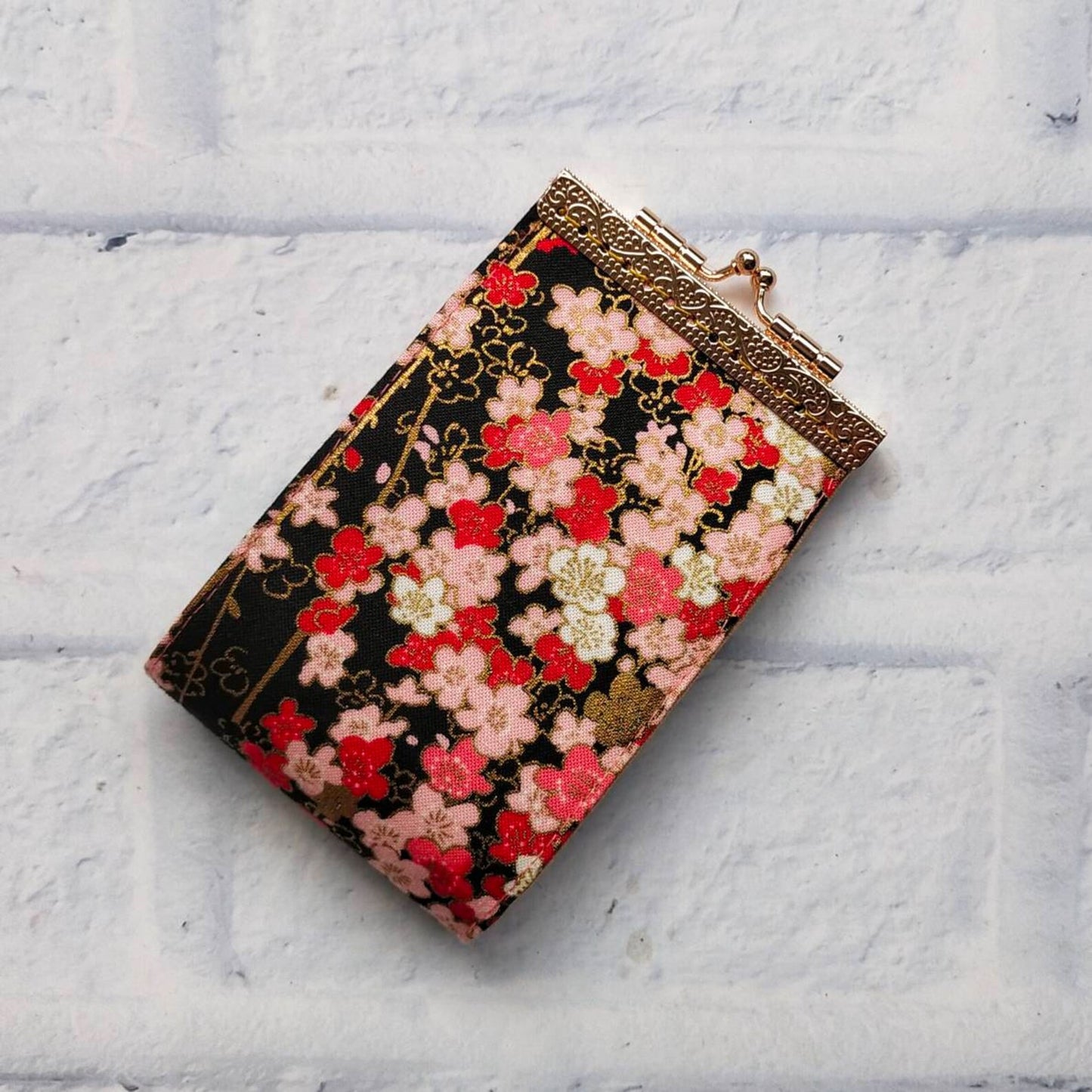 Minimalist Card Wallet, Card Holder - Blooming in Black