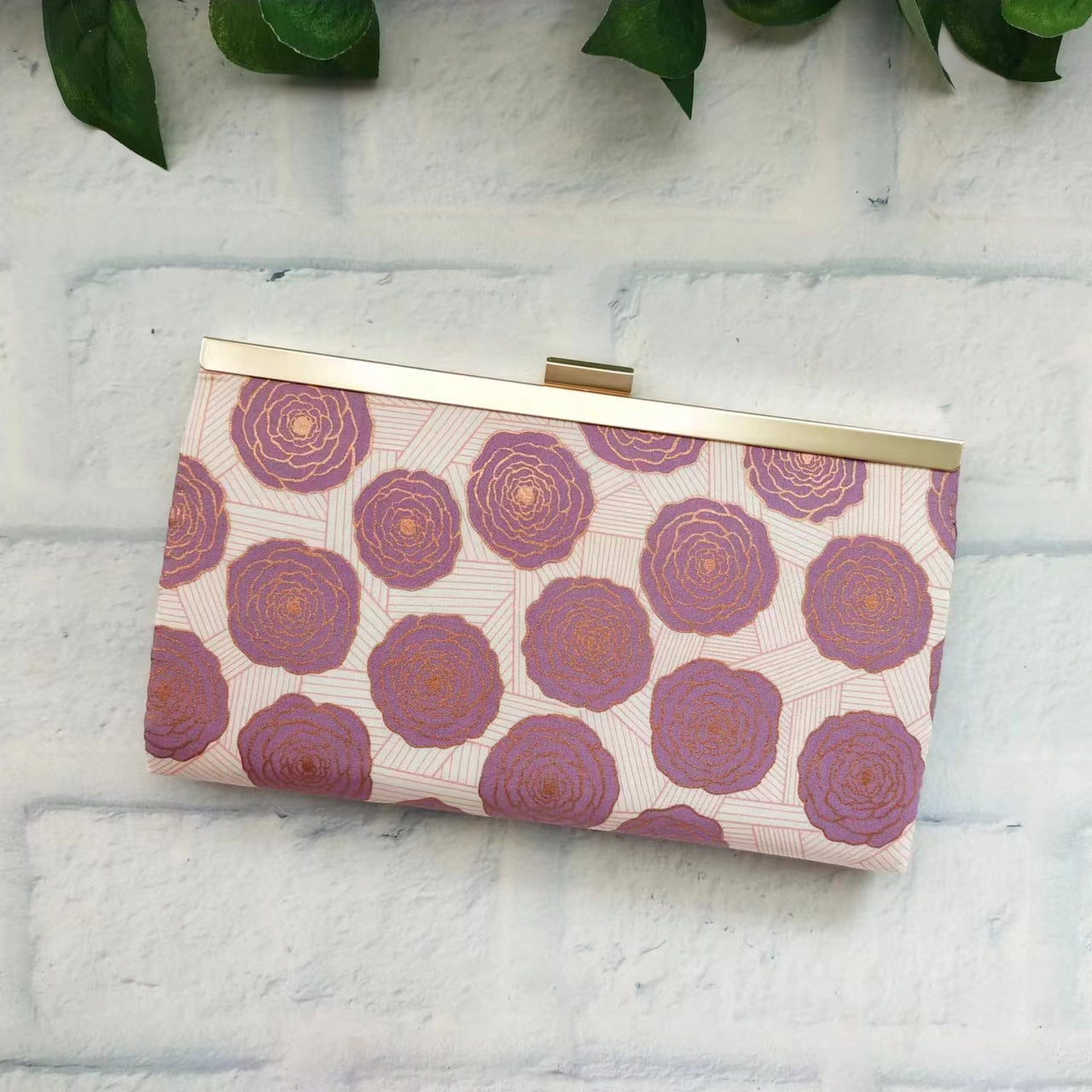 Classic Clutch Wallet - Floradora Bunch of Roses Metallic Lupine