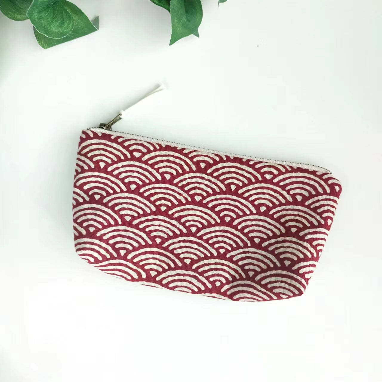 Zipper Pouch, Japanese Indigo, Pencil Case, Glasses Case, Seigaiha Wave