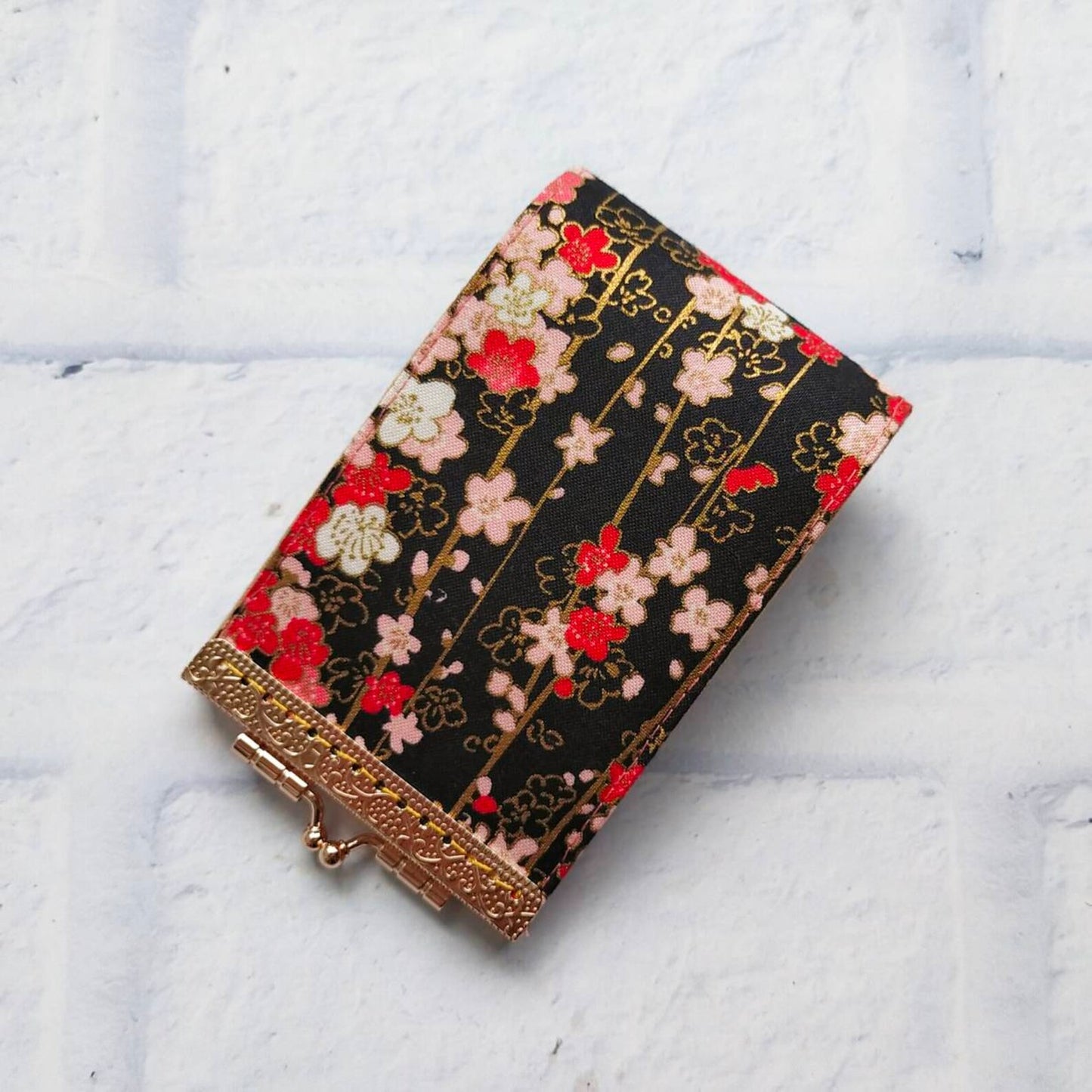 Minimalist Card Wallet, Card Holder - Blooming in Black