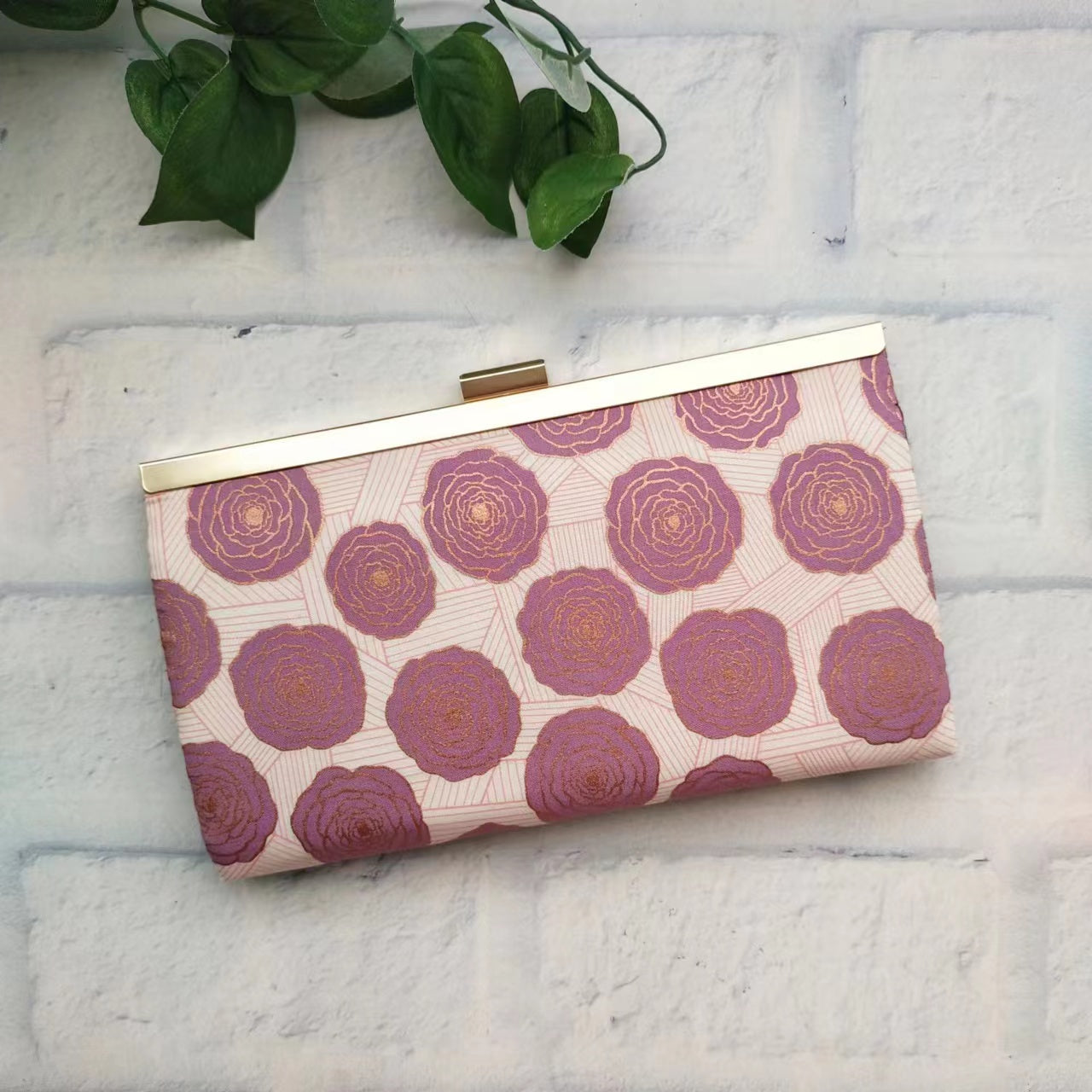 Classic Clutch Wallet - Floradora Bunch of Roses Metallic Lupine