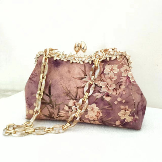 Large Floral Clutch Bag - Pink Floral