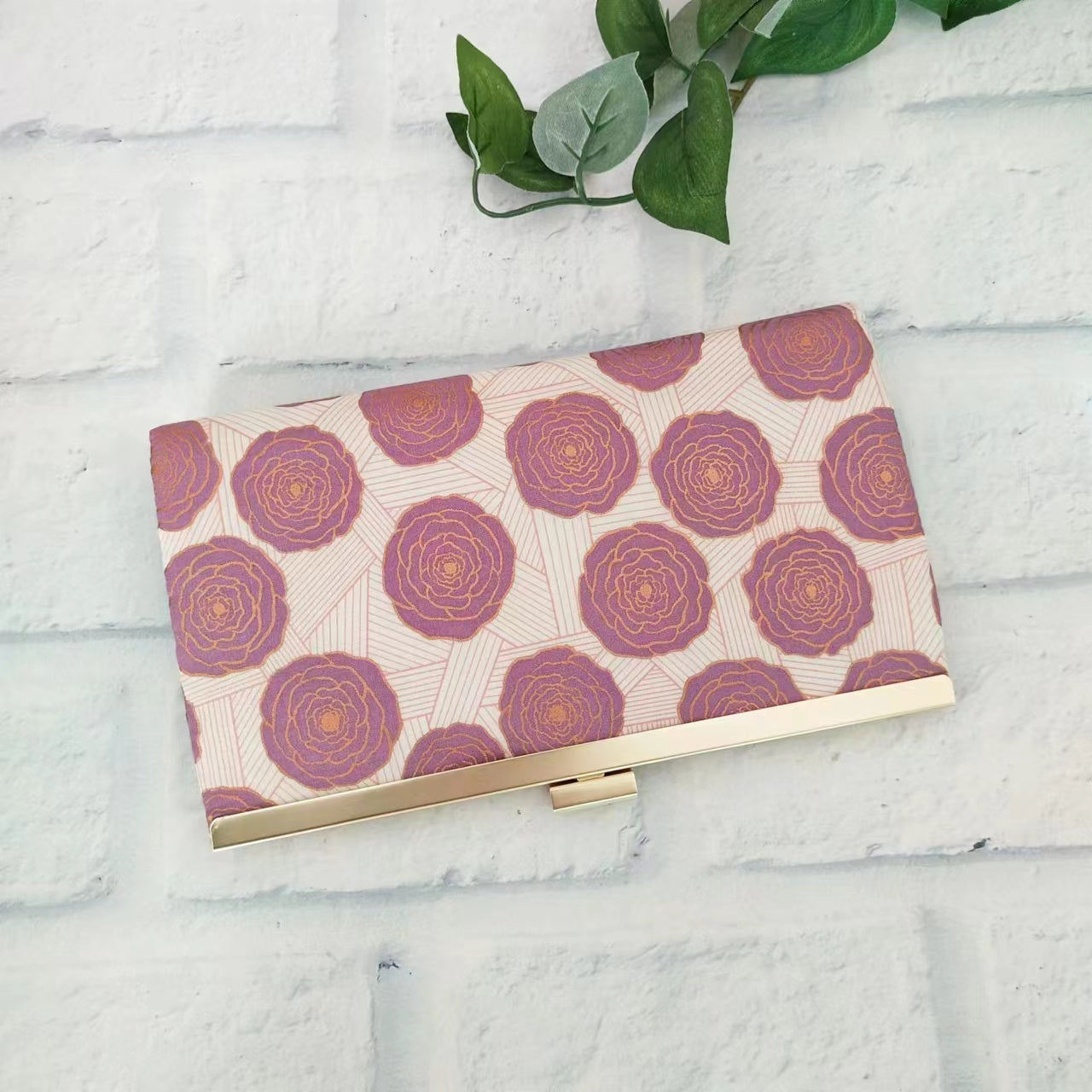 Classic Clutch Wallet - Floradora Bunch of Roses Metallic Lupine