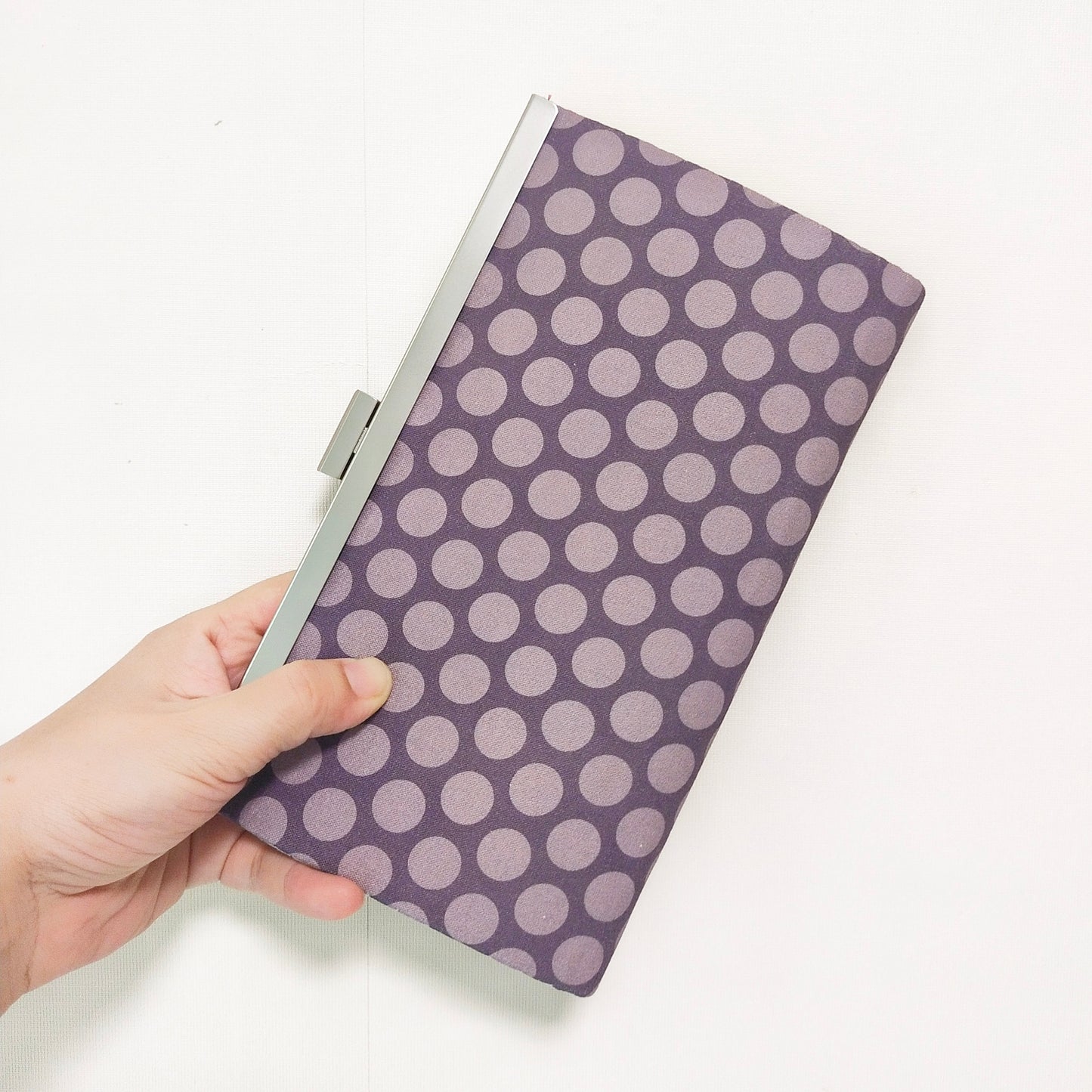 Classic Clutch Wallet - Vintage Purple & Gray Polka Dot