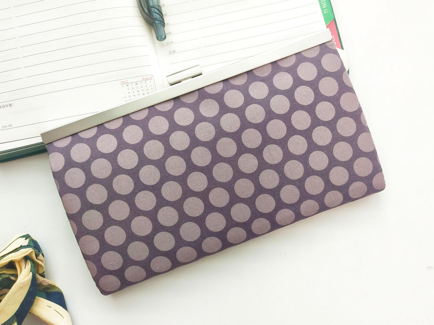 Classic Clutch Wallet - Vintage Purple & Gray Polka Dot