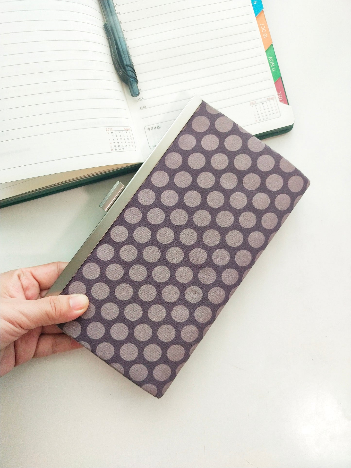 Classic Clutch Wallet - Vintage Purple & Gray Polka Dot