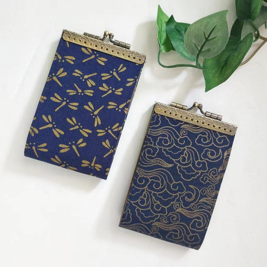 Minimalist Card Wallet, Card Holder - Japanese Gold-Plated Dragonfly/Cloud