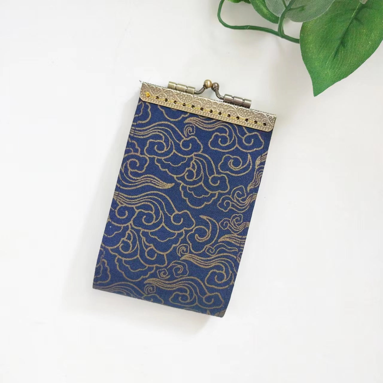 Minimalist Card Wallet, Card Holder - Japanese Gold-Plated Dragonfly/Cloud