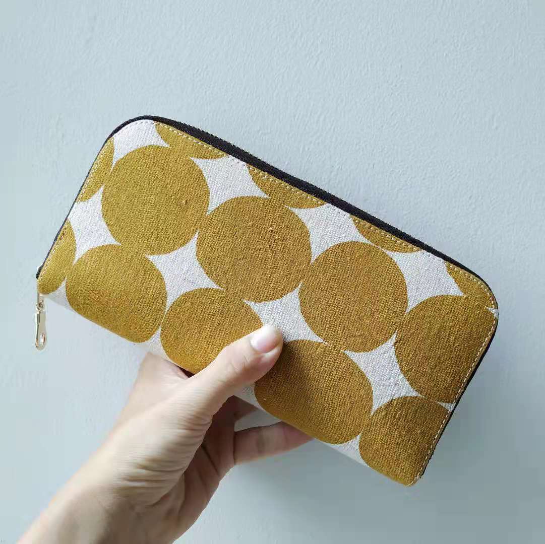 Long Zipper Wallet - Yellow Polka Dot