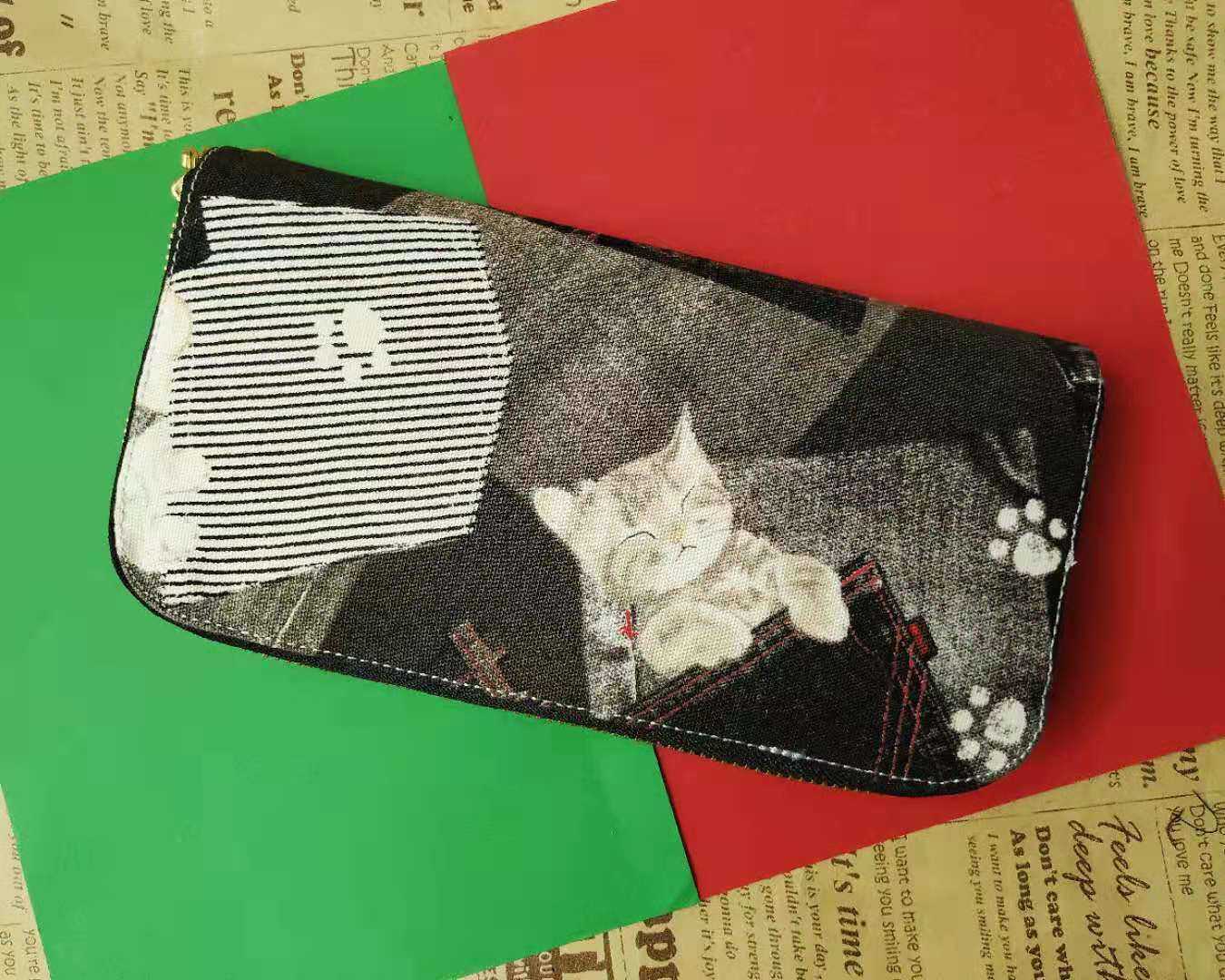 Long Zipper Wallet - Cat in Pocket