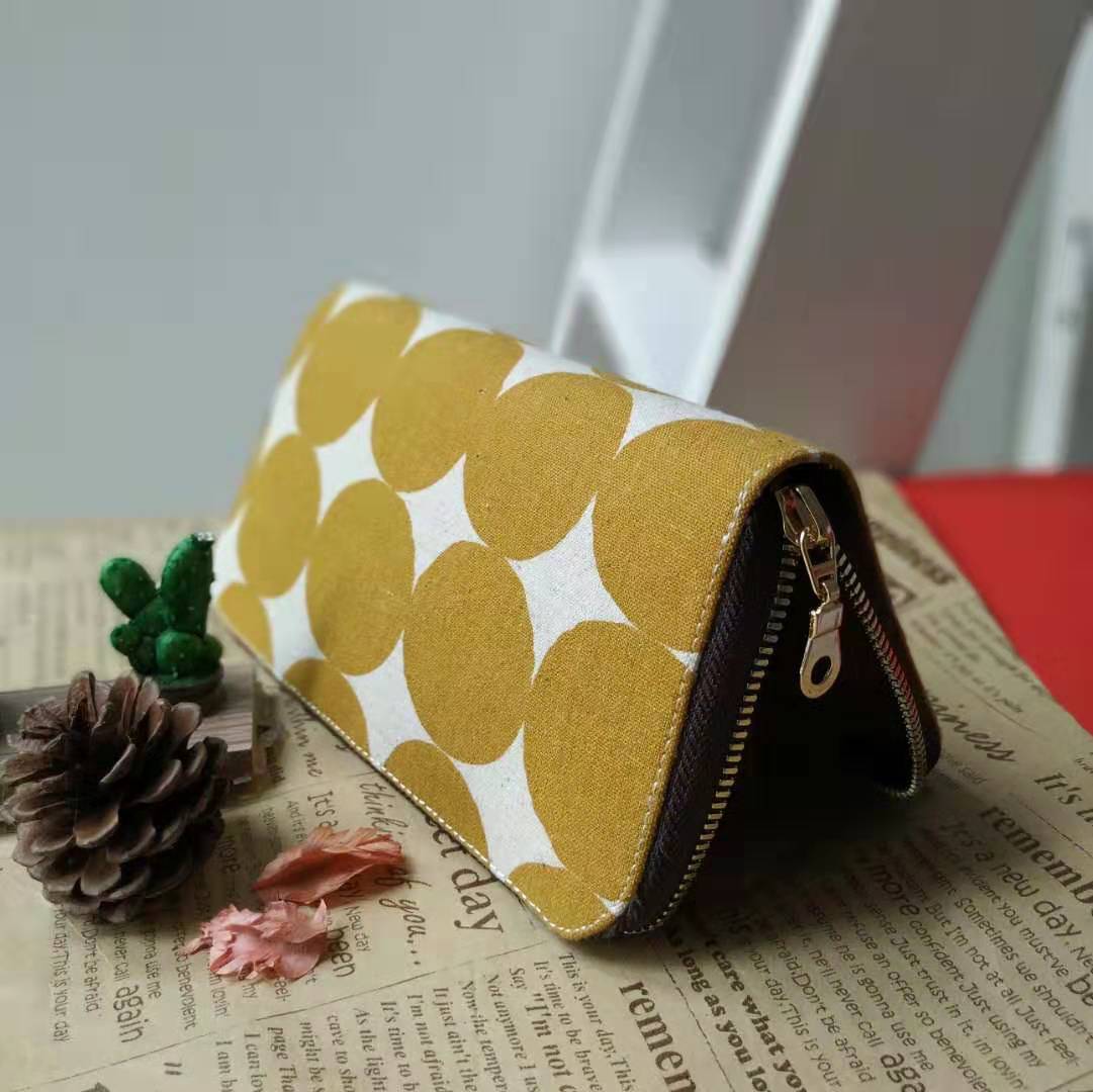 Long Zipper Wallet - Yellow Polka Dot