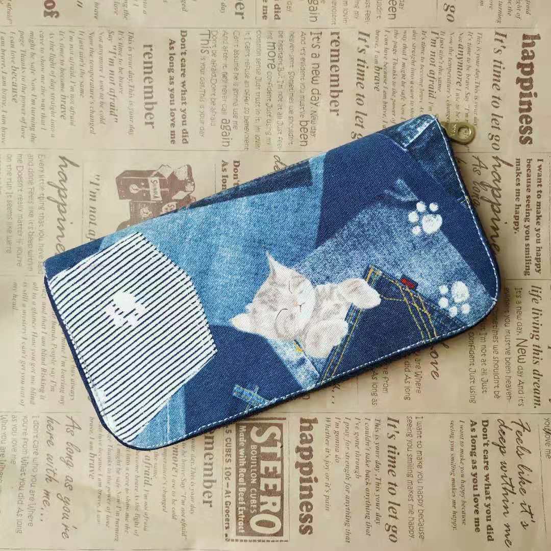 Long Zipper Wallet - Cat in Pocket