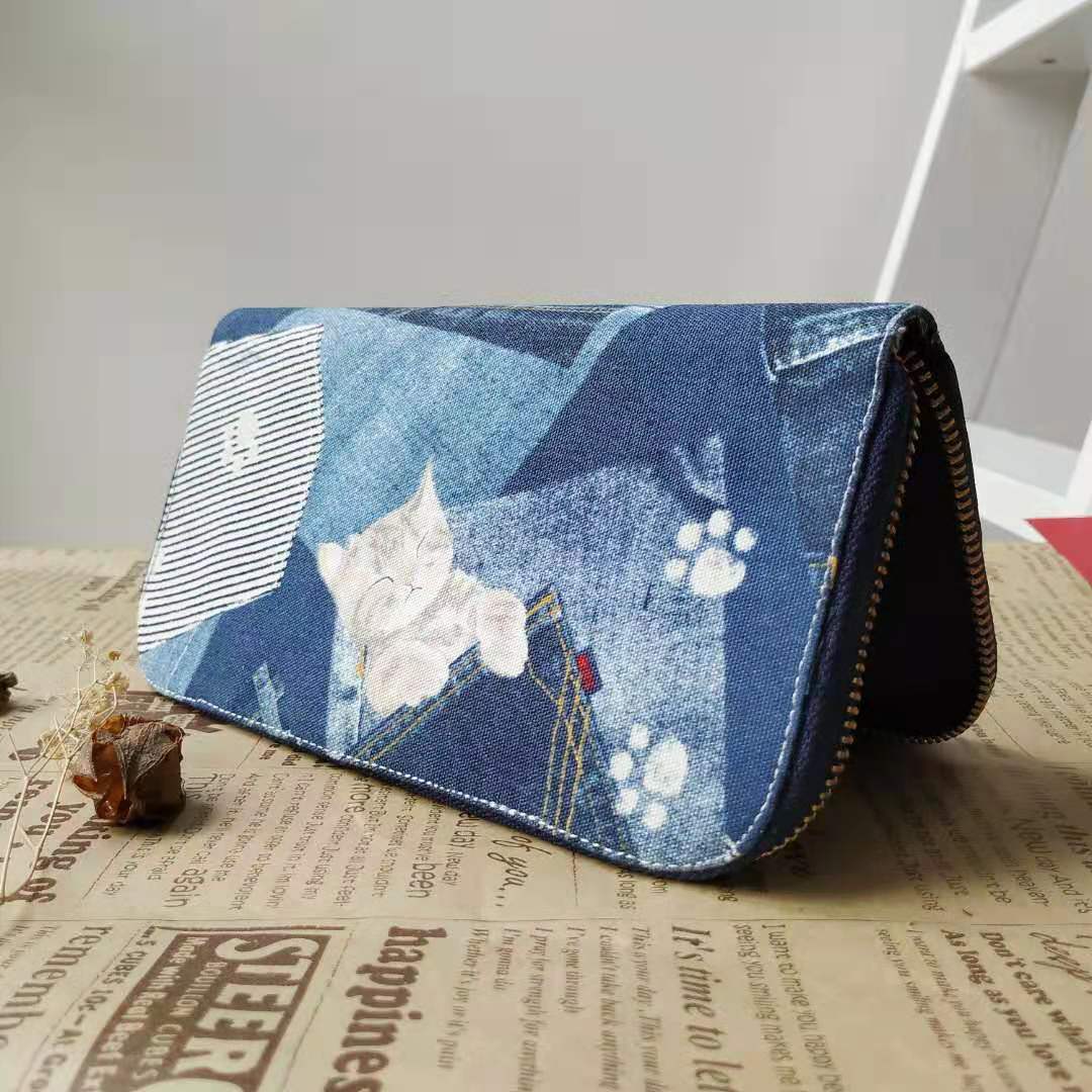 Long Zipper Wallet - Cat in Pocket