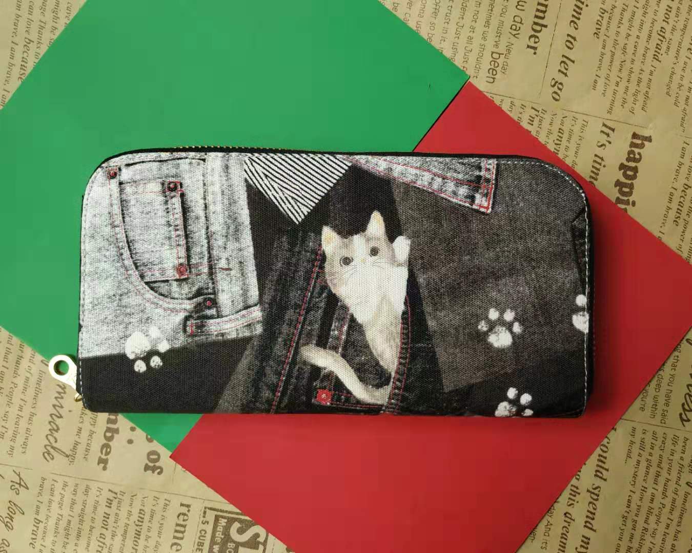 Long Zipper Wallet - Cat in Pocket