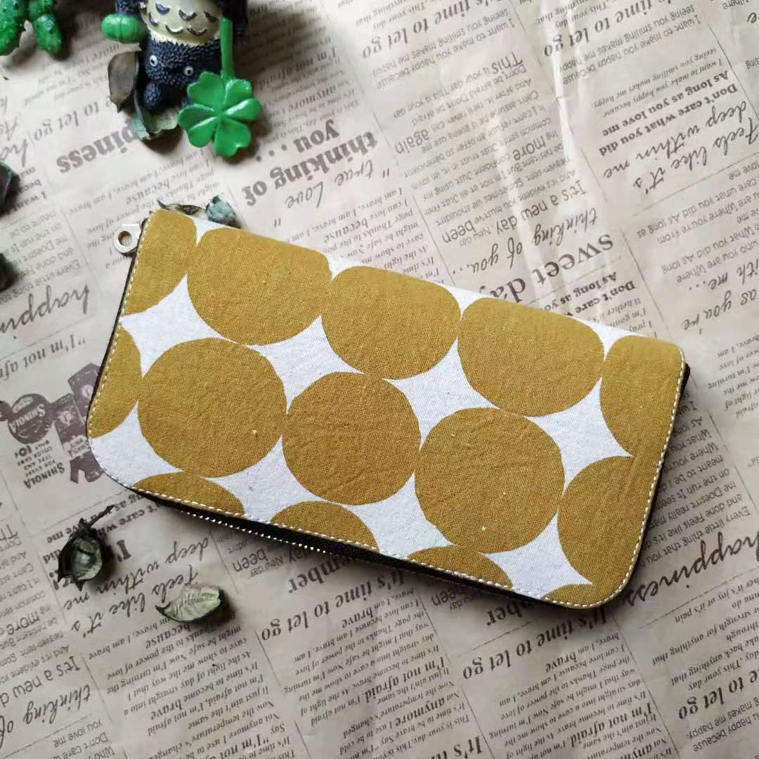 Long Zipper Wallet - Yellow Polka Dot