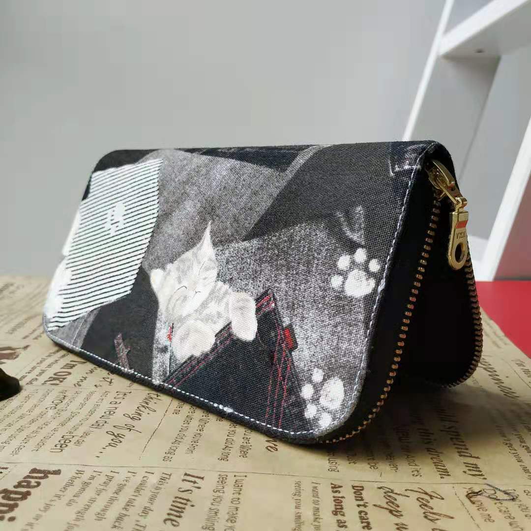 Long Zipper Wallet - Cat in Pocket