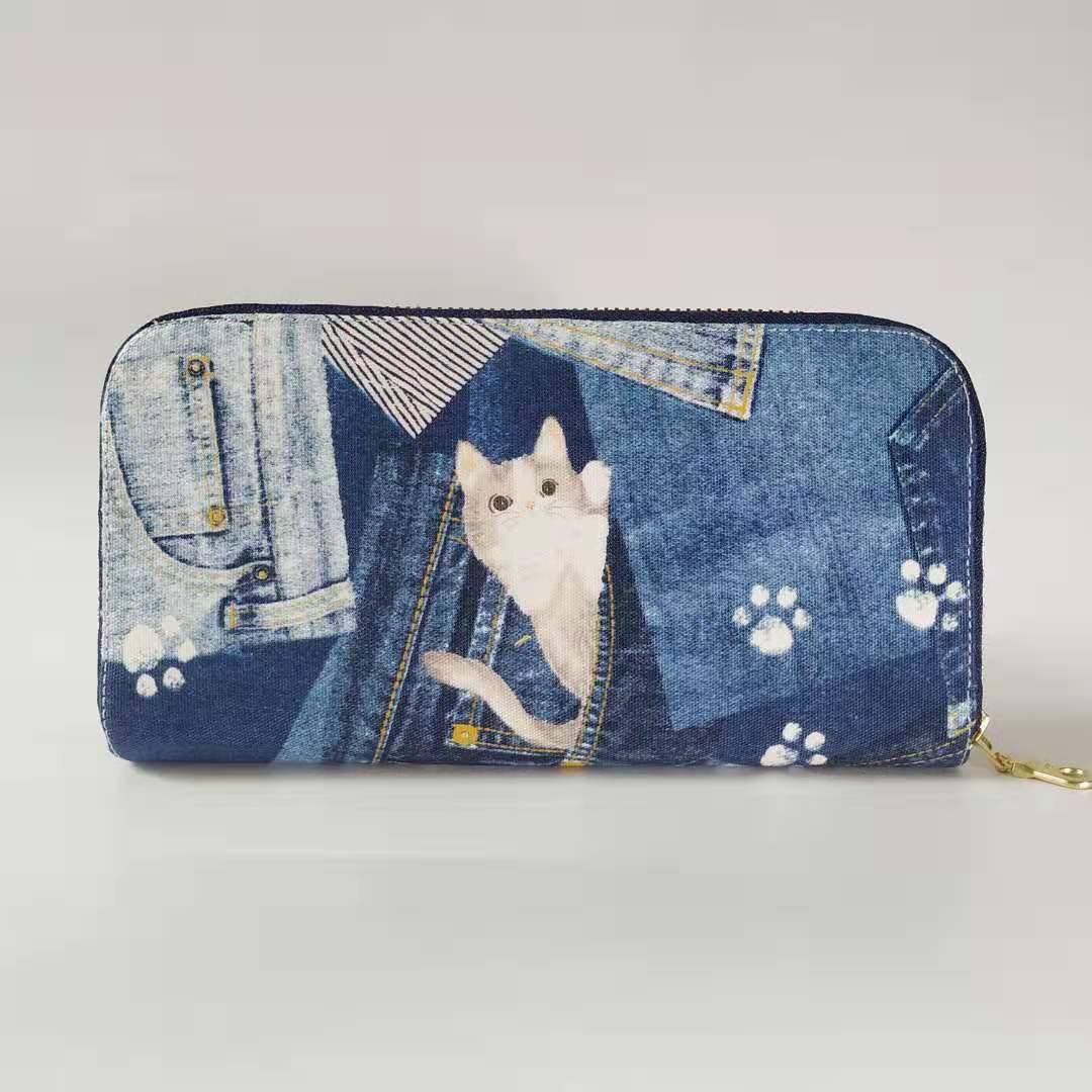 Long Zipper Wallet - Cat in Pocket