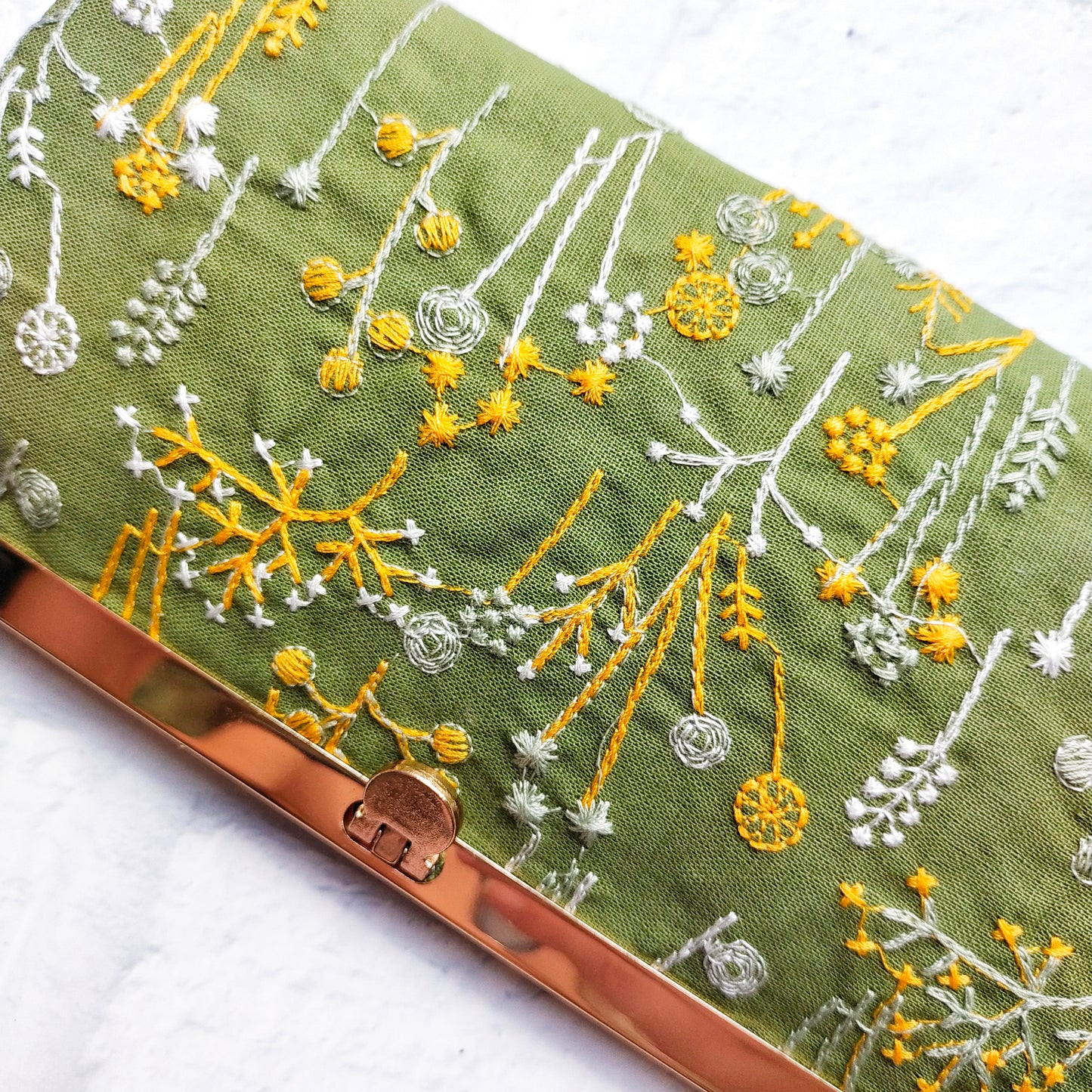 Clutch Wallet - Floral Embroidery (Green)