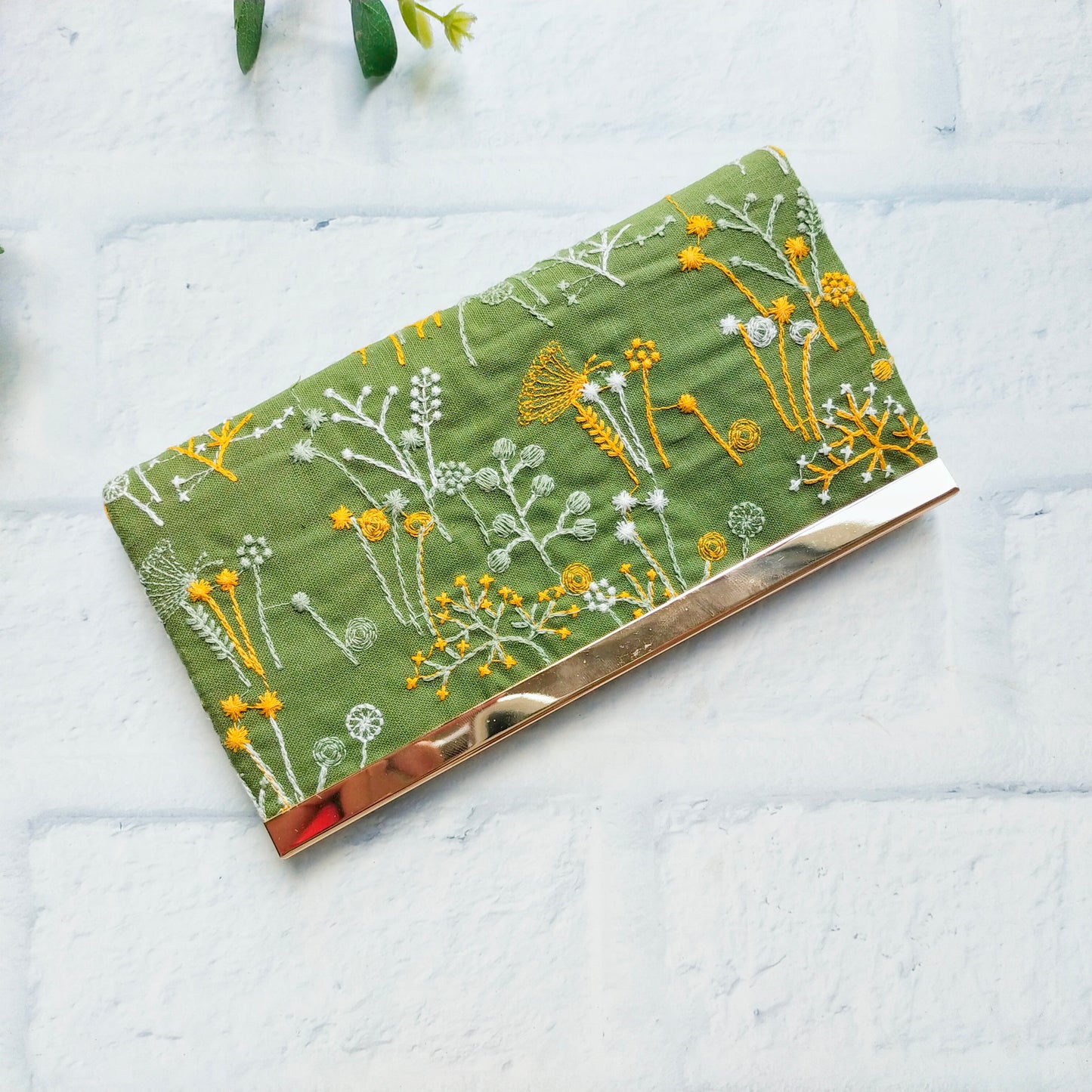 Clutch Wallet - Floral Embroidery (Green)