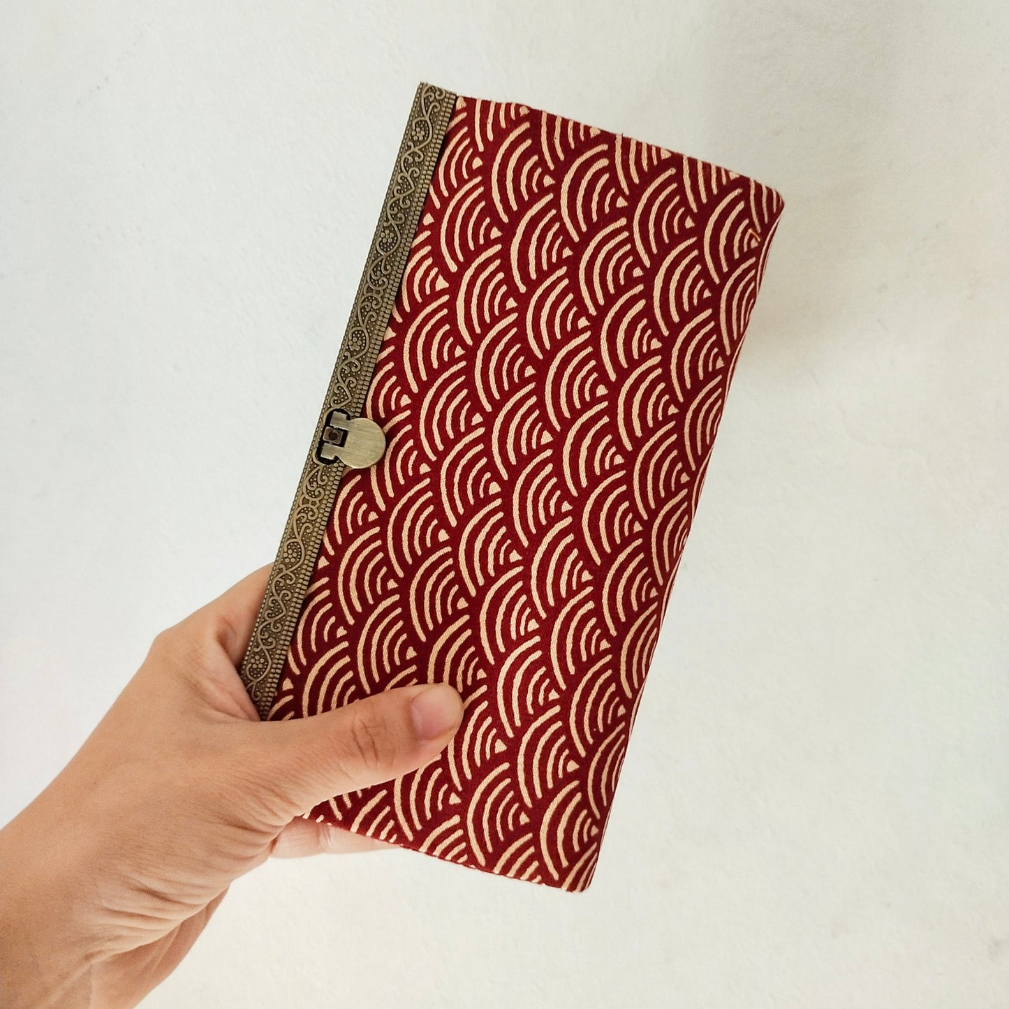 Clutch Wallet - Japanese Seigaiha Wave (Red)