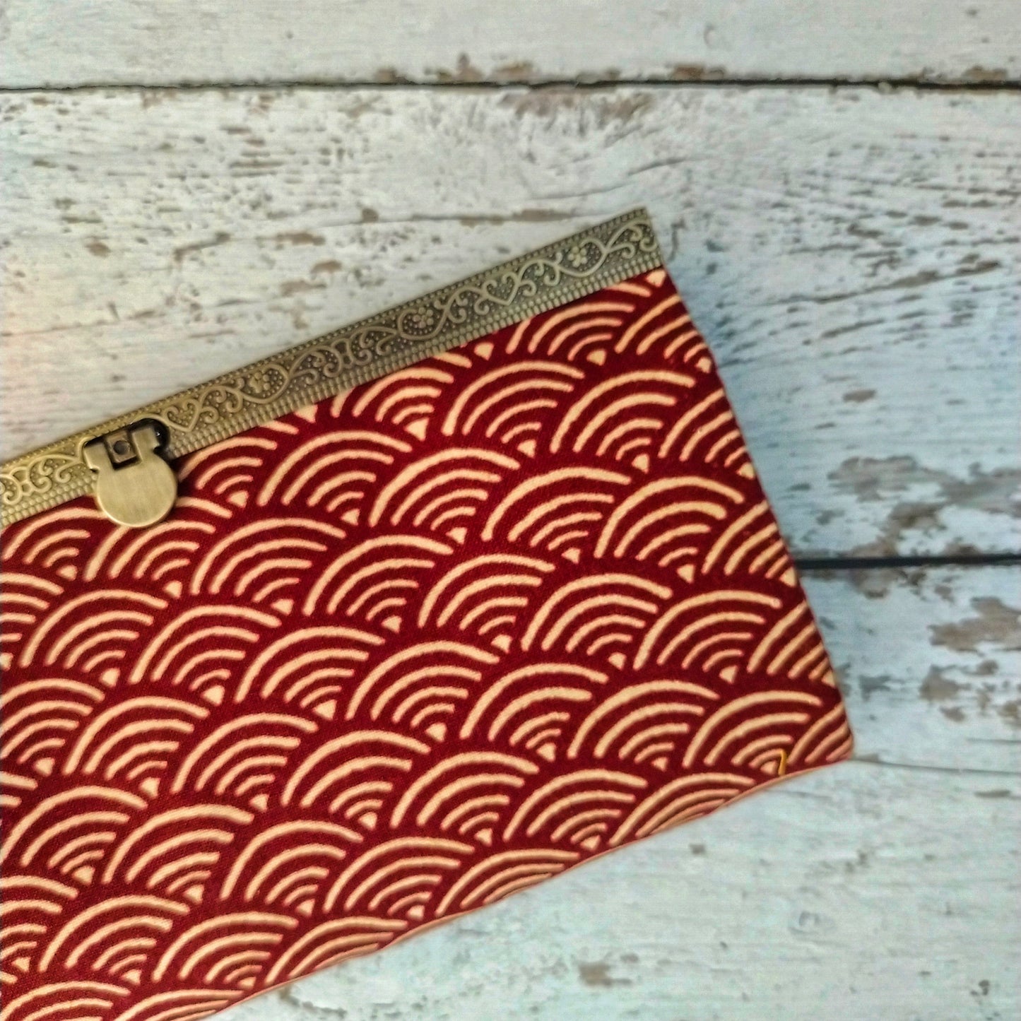 Clutch Wallet - Japanese Seigaiha Wave (Red)