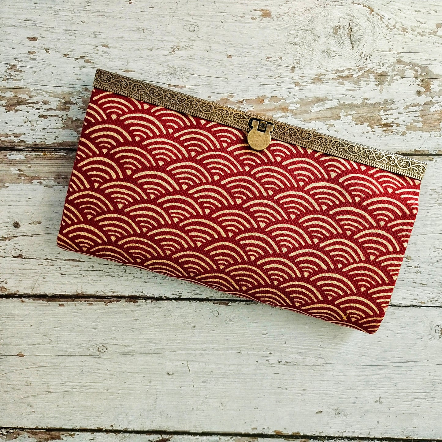 Clutch Wallet - Japanese Seigaiha Wave (Red)