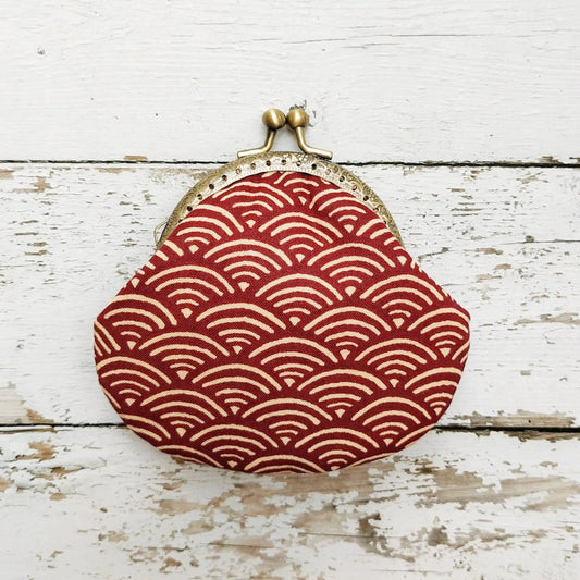 Coin Purse - Japanese Seigaiha Wave (red)