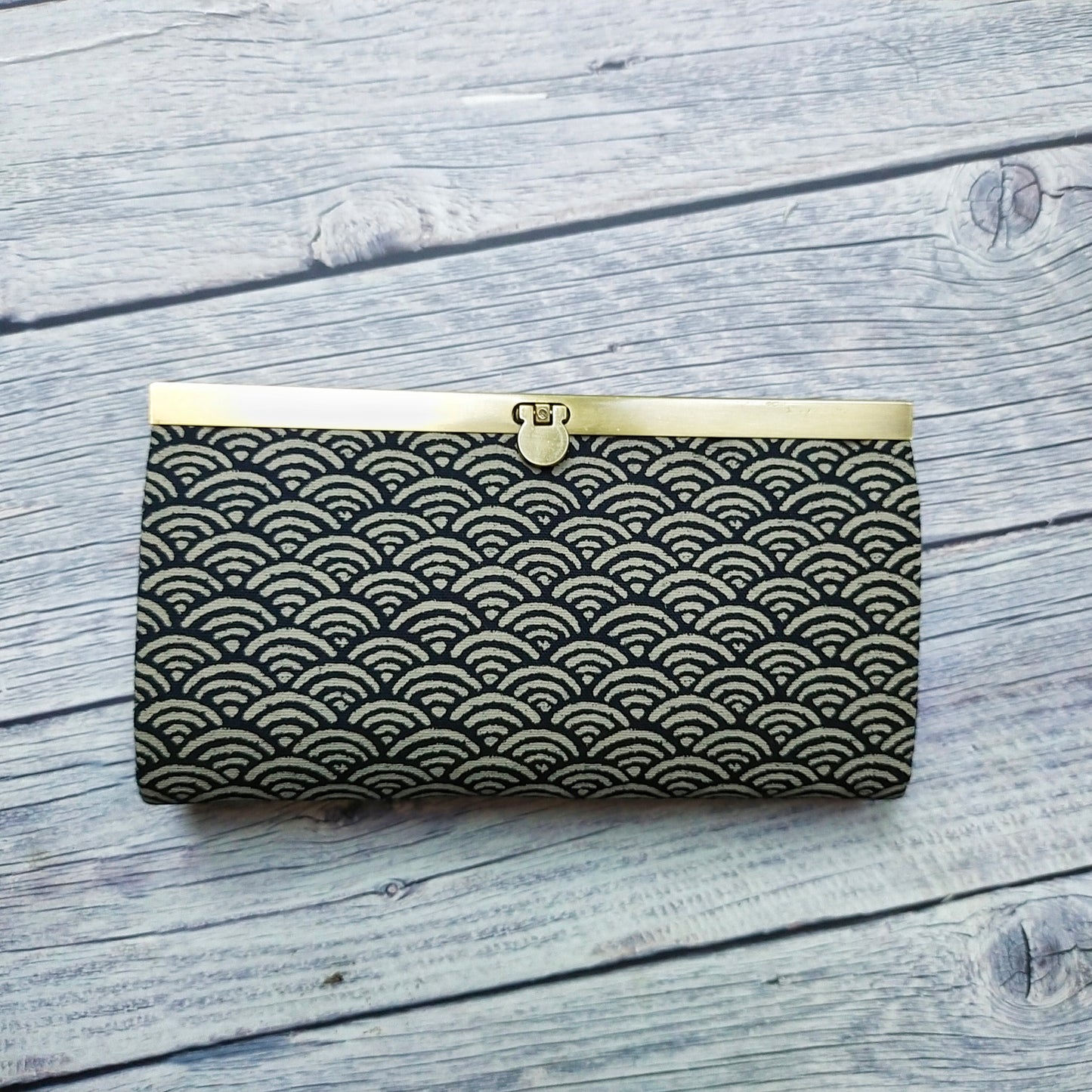 Clutch Wallet - Japanese Seigaiha Wave (Black)