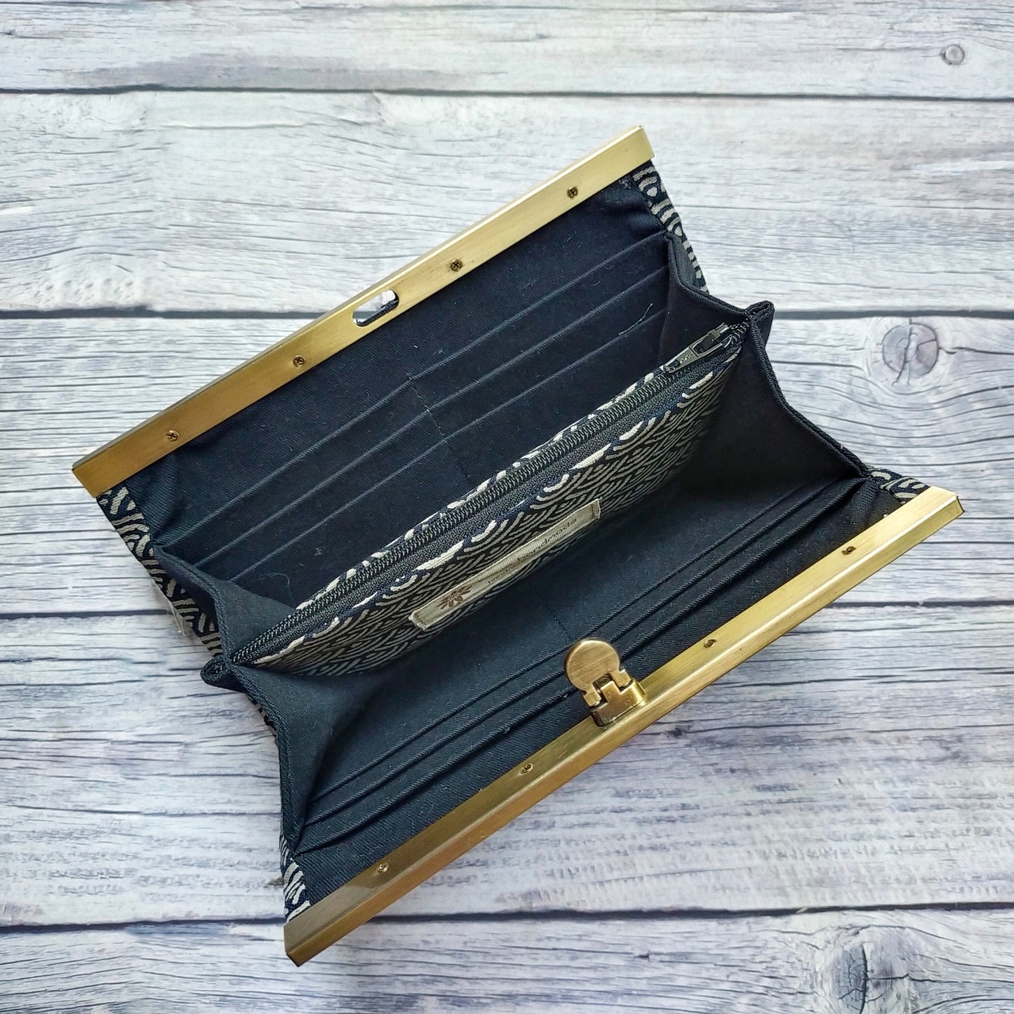 Clutch Wallet - Japanese Seigaiha Wave (Black)