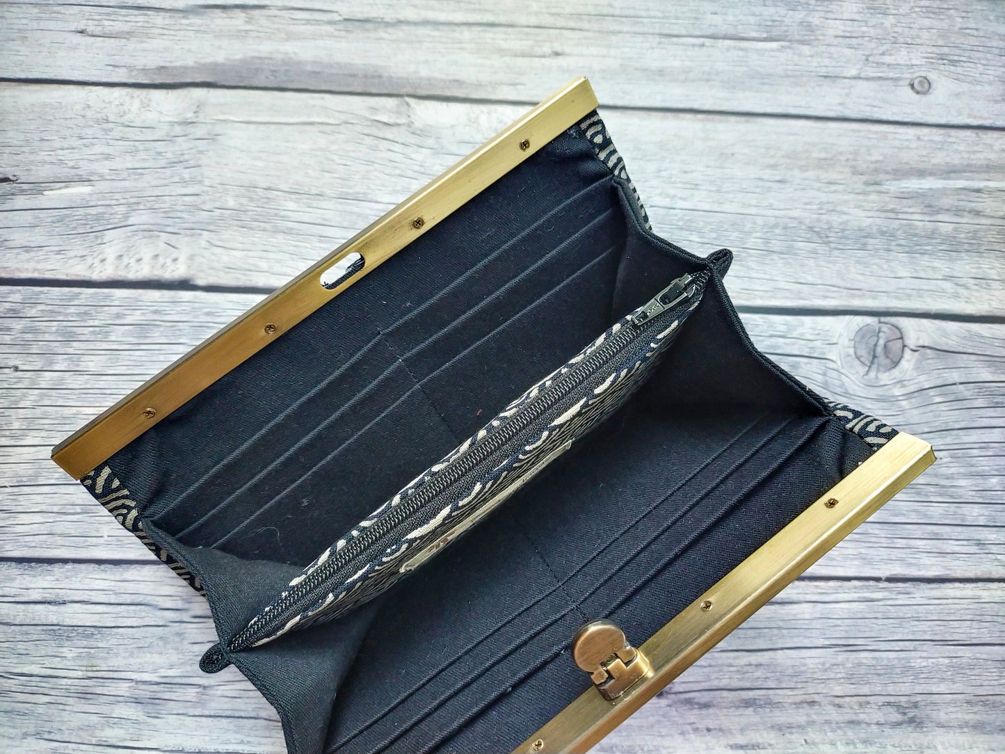 Clutch Wallet - Japanese Seigaiha Wave (Black)