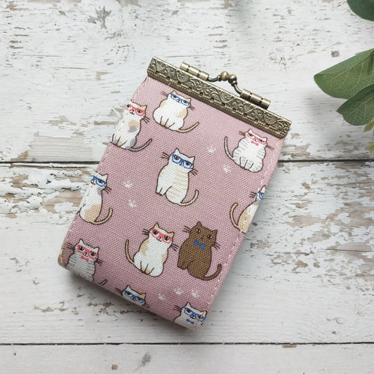 Card Holder - Cats in Pink